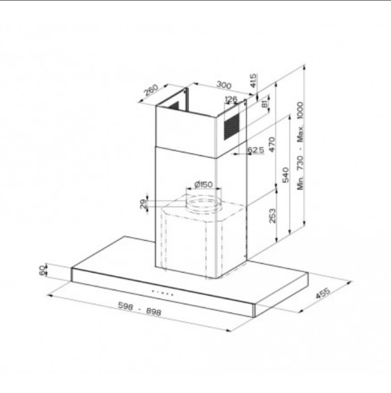 FRANKE%20FABER%20STİLO%20GLAS%20SMART%20X/V%20A90%20PASLANMAZ%20ÇELİK%20DUVAR%20TİPİ%20DAVLUMBAZ