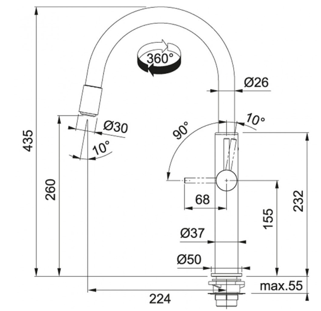 FRANKE%20PESCARA%20SWİVEL%20SPOUT%20UP%20&%20DOWN%20KROM%20ARMATÜR