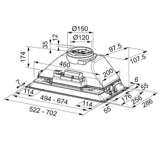 FBI%20525%20BK%20Ankastre%20Box,%2050%20cm.,%20Mat%20Black,%20aspiratör