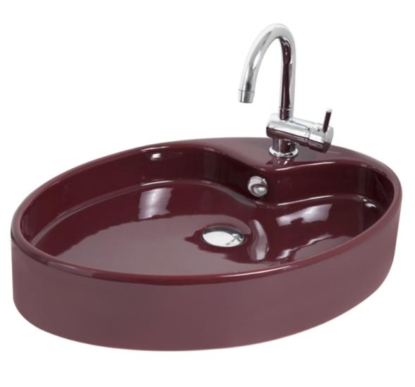 Smanni betria Tezgahüstü Lavabo  65 x 45 cm bordo