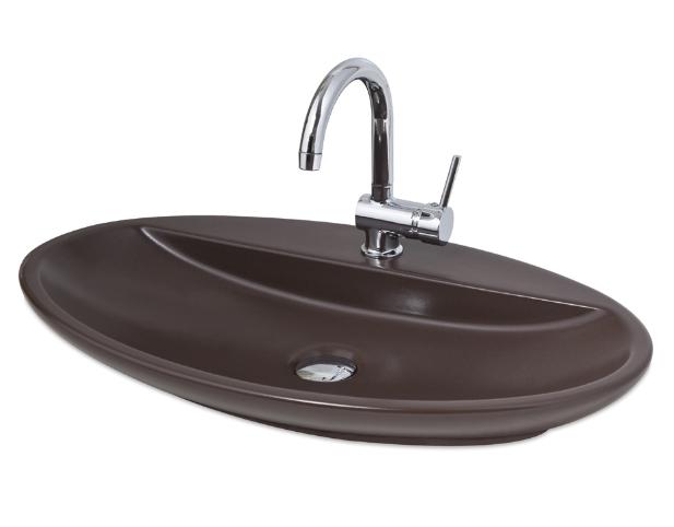 Smanni Sarin BD  72 x 41 cm Tezgahüstü Lavabo  Batarya Delikli mat moka