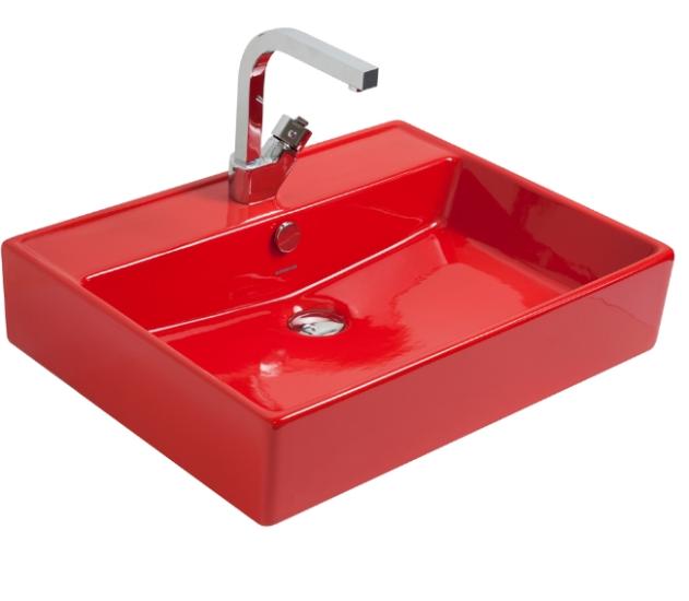 Smanni Kastra  60 x 46 cm Tezgahüstü Lavabo kırmızı